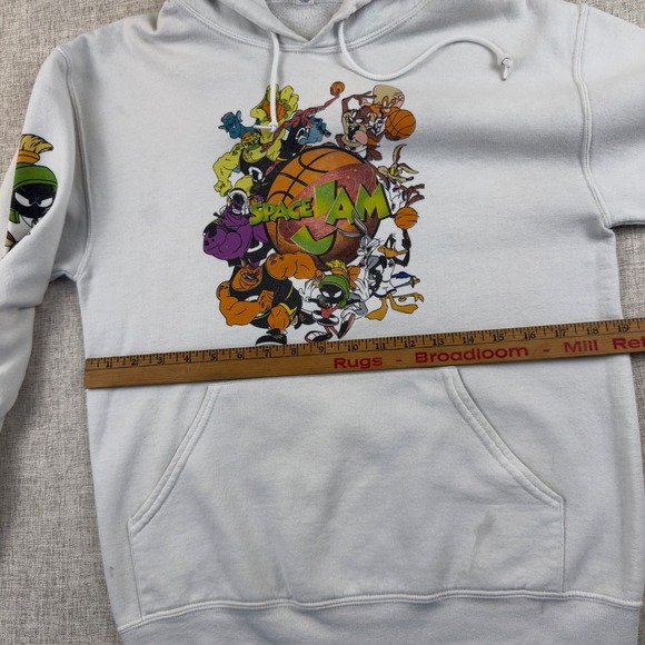 Vintage Space Jam Looney Tunes Hoodie White Cartoon Movie Pullover Men's S - Picture 9 of 16